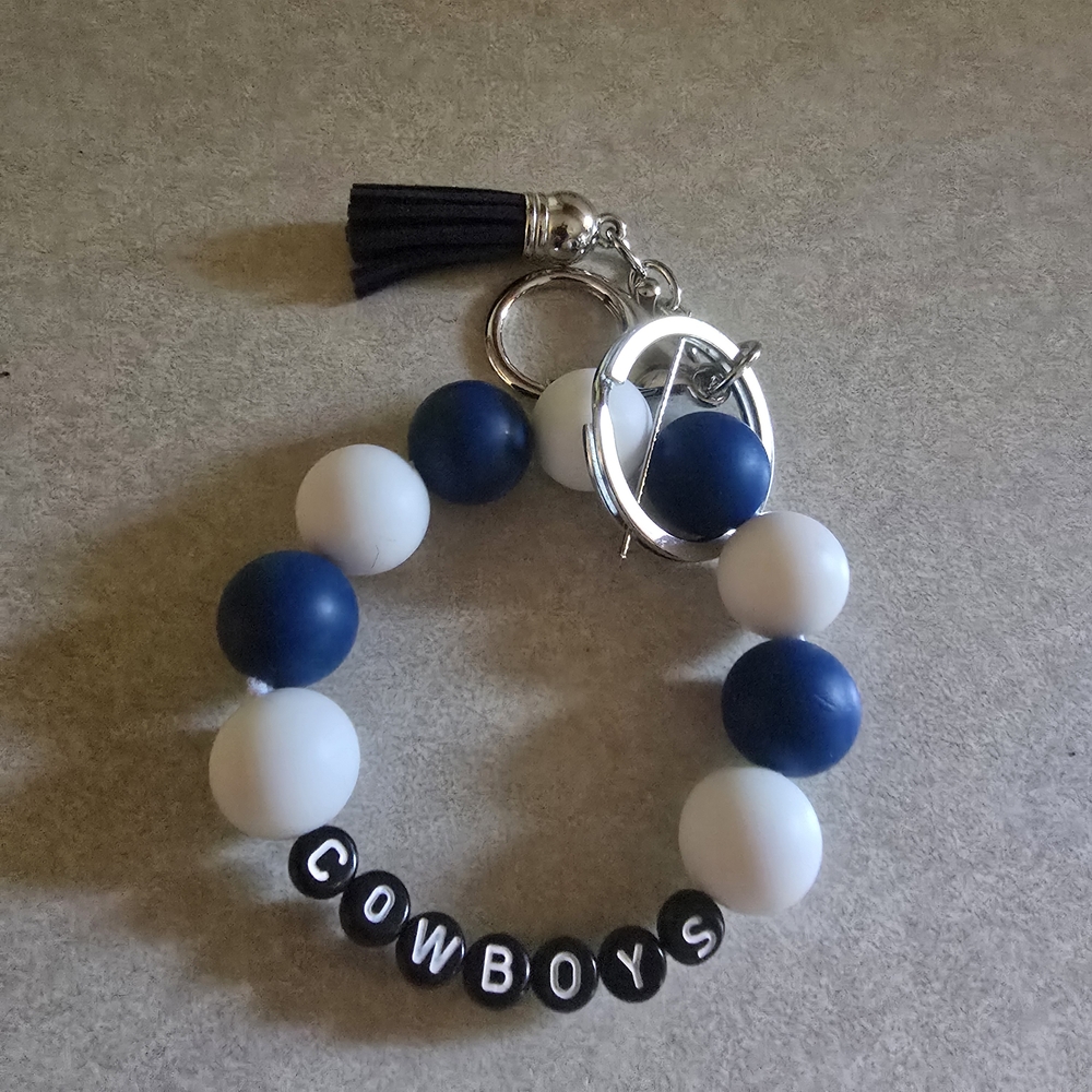 Cowboys Keychain Wristlet - Blue and White